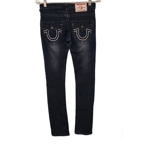 True Religion Jeans Womens 25 Blue Denim Joey Super T Stitched Flap Pockets EUC - Picture 1 of 13
